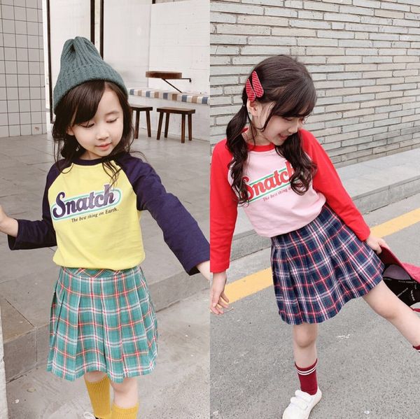 

long sleeve t-shirt two-piece pleated skirt t-shirt pleated skirt suit 12-25