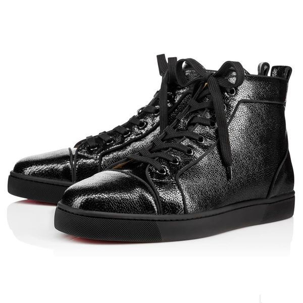 

original box] luxurious red bottom mens,women shoes genuine leather high sneakers shoes,outdoor flat with walking party shoes c13, Black