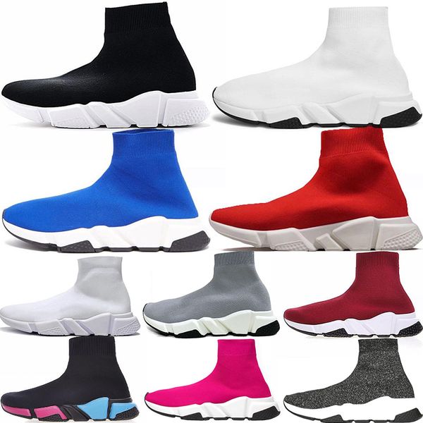 

Fashion cheap High sock shoe speed Knit trainers for men women fast ship top quality glitter red grey blue white black caual shoes