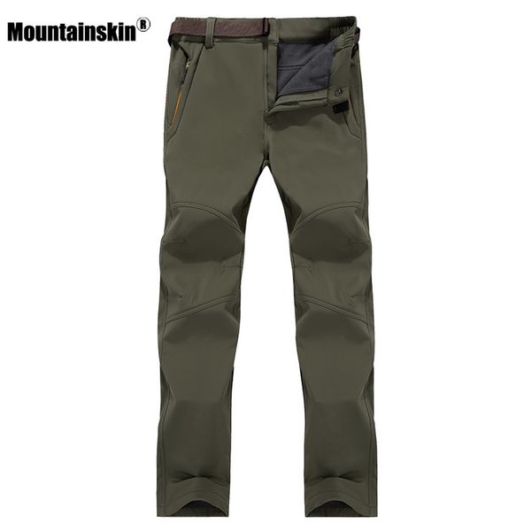 

7xl men's winter softshell fleece pants outdoor waterproof hiking camping trekking climbing warm male sportswear trousers va185, Black;green