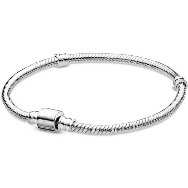 

new 925 sterling silver bracelet moments barrel clasp snake chain bracelet bangle fit women bead charm diy europe jewelry, Black