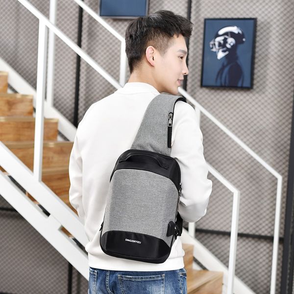 

brand 2019 new men shoulder bag multi-functional crossbody bag outdoor casual anti theft chest with usb sac a main