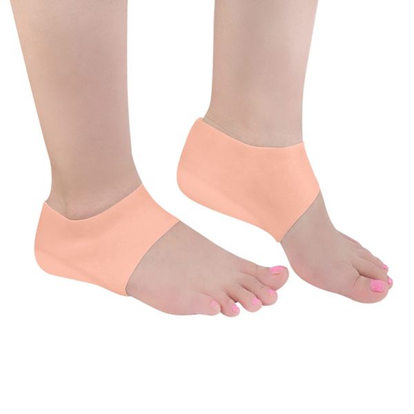 

mens and womens comfortable heightening pad silicone heel cups for cracked heel treatment- moisturizing socks heel protector, White;pink