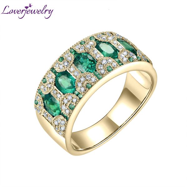 

rings for women 18k yellow gold natural 1.5ct emerald ruby sapphire genuine diamonds party anniversary ring bands gift jewelry cj191205, Slivery;golden