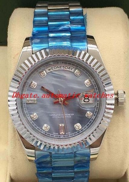 

4 style luxury watch ii 41mm platinum factory ice blue diamond dial 218206 steel bracelet automatic fashion men's watches wristwatch, Slivery;brown