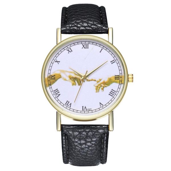 

luxury renaissance style michelangelo illustration art watch strap wristband trendy women quartz movement valentine gift, Slivery;brown