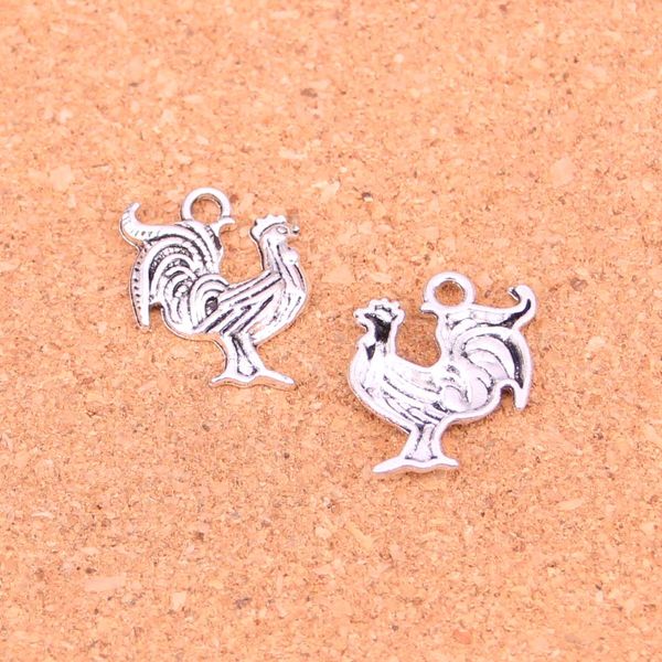 80 Stück Charms Hahn Hahn Antik Silber vergoldet Anhänger Herstellung DIY handgemachten tibetischen Silberschmuck 22*18mm