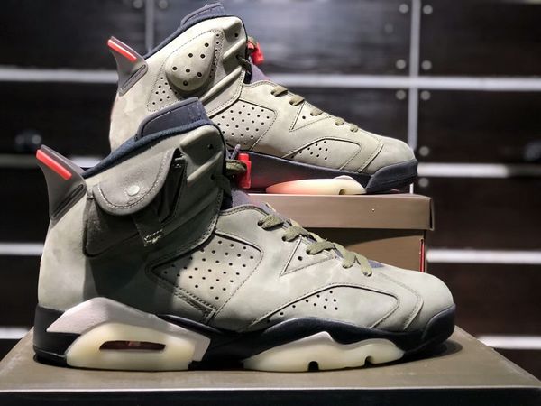 

travis scott x 6 is ready for september travis x 6 mens basketball shoes sports medium olive 6s designer sneakers, White;red