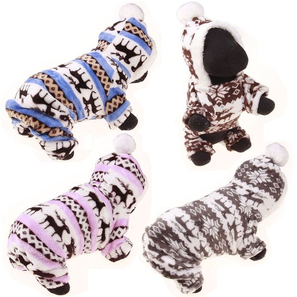 

4 size cute cartoon pet reindeer puppy coat clothes soft coral velvet fleece winter warm sweater jumpsuit outfit apparel