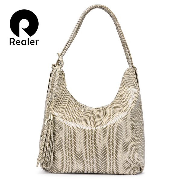 

realer women bag hobo shoulder bag female large handbag ladies artificial leather tote with handle tassel for women 2019