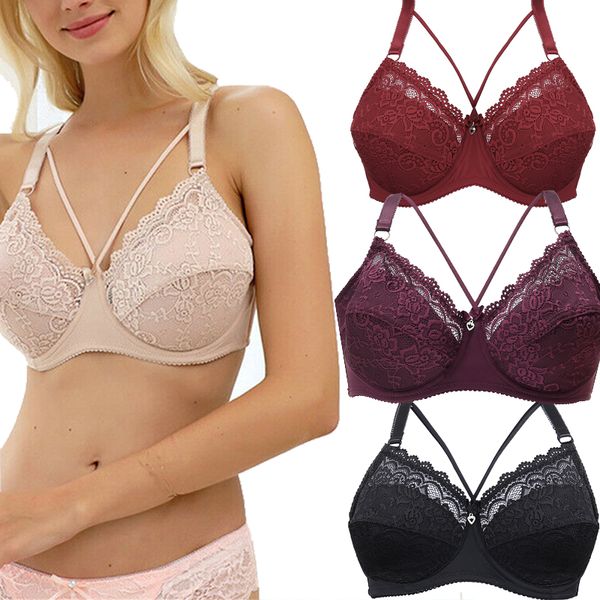 

sexy кружева бюстгальтеры для женщин мода strappy плюс размер бюстгальтера ультратонкий lingerie c d cup brassiere женского нижнего белья бо, Red;black