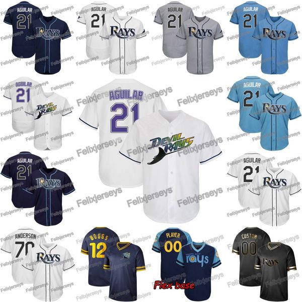 

21 Jesus Aguilar Tampa Bay Nick Anderson Blake Snell Kevin Kiermaier Tommy Pham Willy Adames Austin Meadows Rays Yandy Diaz Lowe Jersey