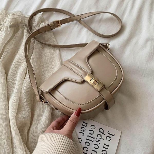

simple female travel crossbody bag solid color pu leather saddle bags for women new fashion casual ladies shoulder messenger bag