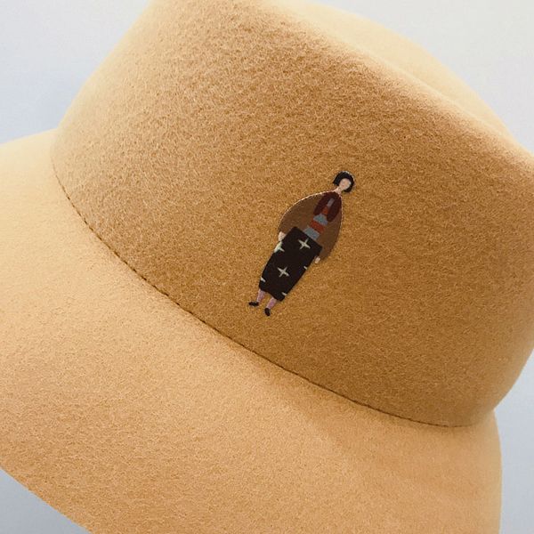 

elegant retro felt women hats warm fall winter ladies solid color wide brim fedora hat panama hat wide floppy cloche black hat, Blue;gray