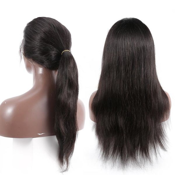 

360 кружева фронтальный парик перуанский человеческих волос 180 плотность парик для чернокожих женщин естественный цвет, Black