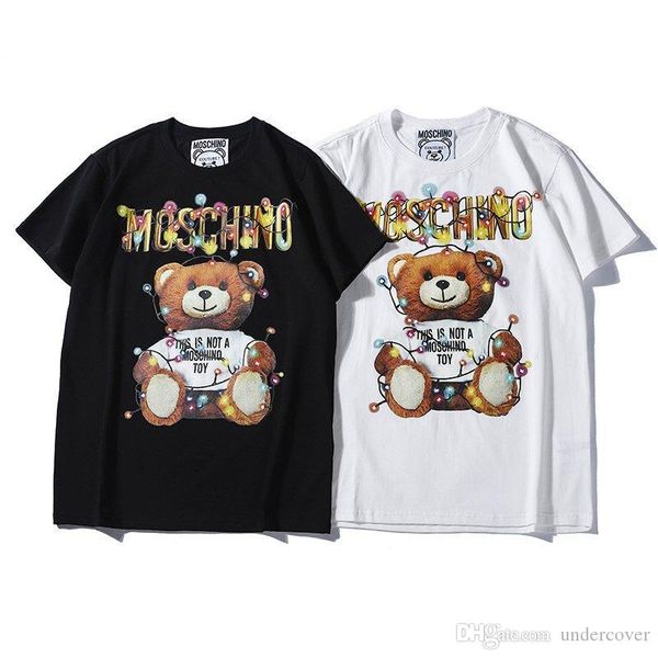 

20ss luxury men women t-shirt bear print letter streetwear t shirts hip hop kanye men clothes cotton tee uv869, White