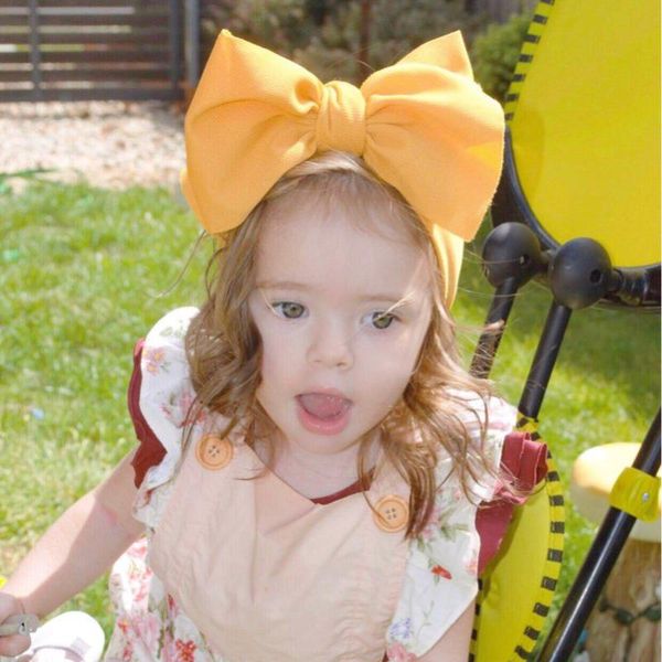 

baby headbands soft nylon stretchy bowknot newborn girl head wraps big bows princess hair band baby girl hair accessories, Slivery;white