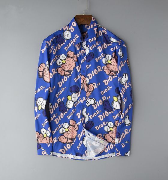 

new european size 2019 men business and leisure fashion designer shirts slim long sleeve shirt printing medusa crime, White;black