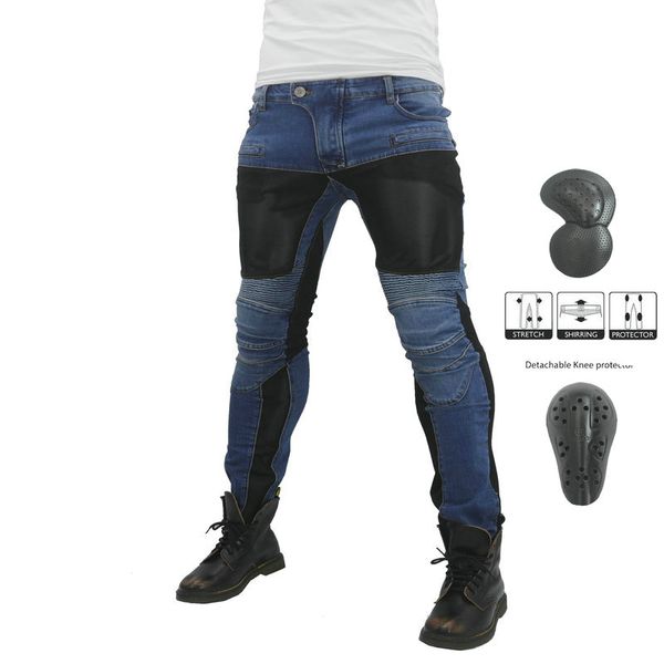 

2019 pk719 pants motorcycle pants men moto jeans protective gear riding touring motorbike trousers motocross with mesh, Black;blue