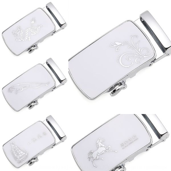 

white automatic buckle men's waist head high-grade zinc alloy belt white buckle suitable broadband for 3.5cm broadband strip, Slivery;black