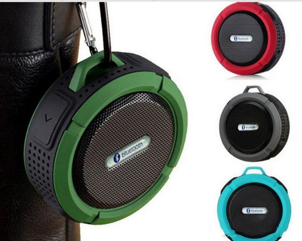 Perakende Paket içinde Güçlü Sürücü Uzun Pil Ömrü ve mikrofonlu ve Çıkarılabilir Emme Kupası ile su geçirmez Bluetooth Hoparlör Duş Hoparlör C6