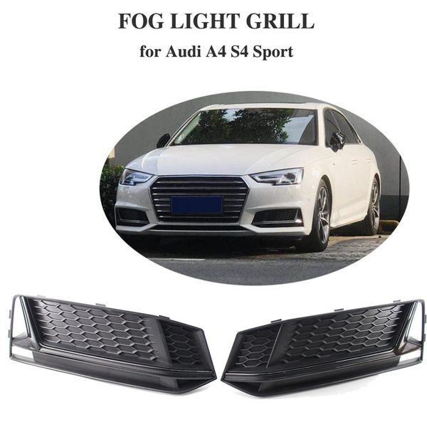 

1 pair fog light cover grille grill bezel trim for- a4 s4 s-line b9 2016-2018 black