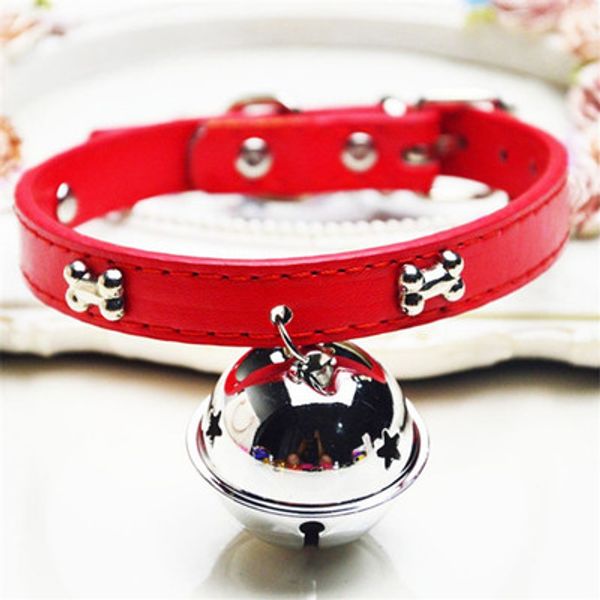

10 styles pet supplies cat dog collar pu belt big bell diameter colorful 4cm with bell cute can wear a rope accessories an2833