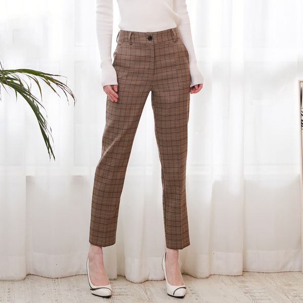 

designer sweatpants women pants 2019 spring plaid basic pants women casual high waist long harem pants female zipper office lady bottoms, Black;white