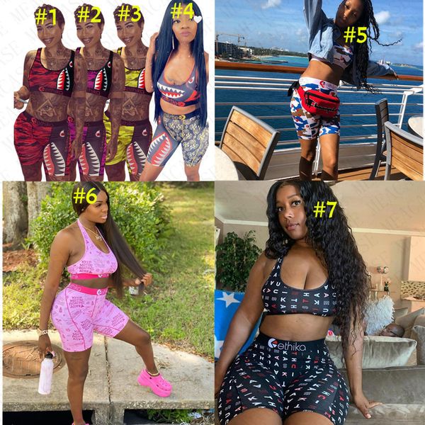 

women designer swimsuit shark tie up bra + shorts swimming bathing suit trunk pants summer swimwear 2 piece bikini set d61514, Blue