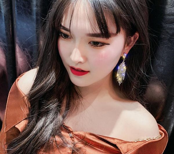

wholesale-explosion models s925 silver needle personality exaggerated tassel earrings women fashion diamond earrings long earrings jewelry