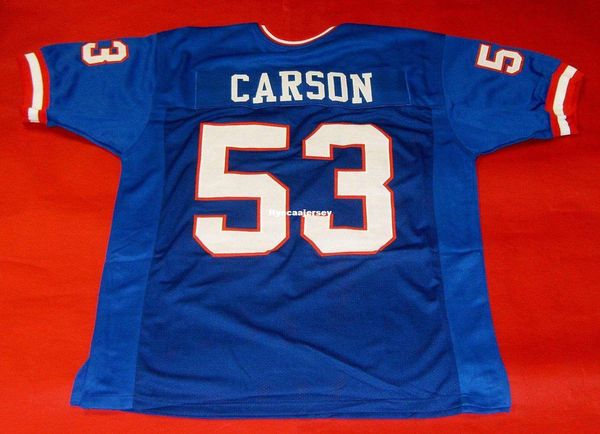 

retro #53 harry carson custom mitchell & ness jersey bule mens stitching high-end size s-5xl football jerseys college ncaa, Black;red