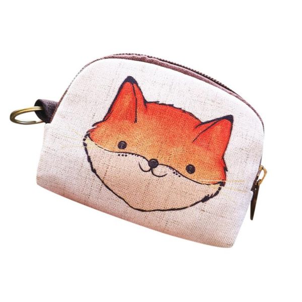 

printed wallet women's new cotton and linen printed cartoon change key bag with zipper coin bag ladies square wallets, Red;black
