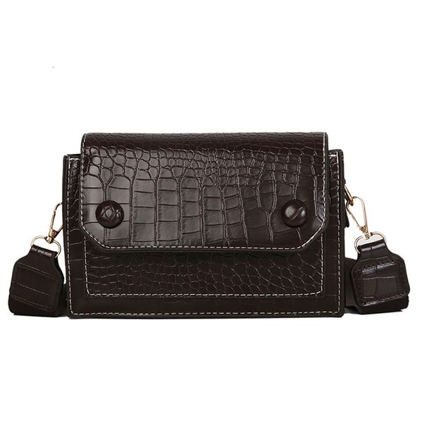 

new modern women vintage single crocodile pattern bag versatile flap solid wild shoulder bag messenger 2019#t2
