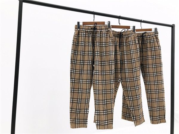 

19fw luxurious brands design bbr plaid lattice elastic waist track trousers men women sport goose jogger sweatpants outdoor pants, Brown;gray