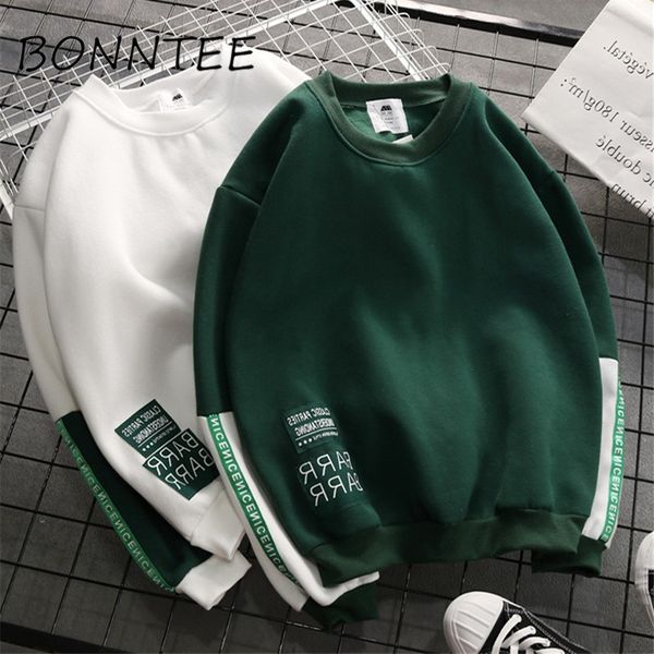 

hoodies plus velvet thicker women patchwork korean style letter printed loose long sleeve lovely womens chic harajuku pullover, Black