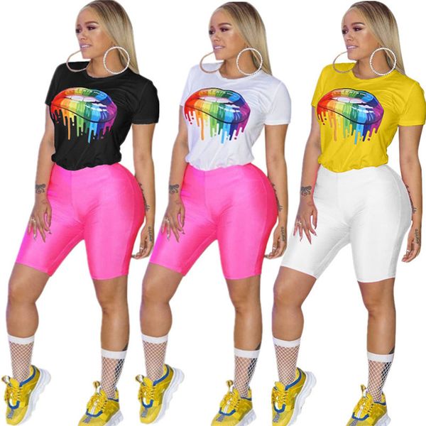 

women summer tees color lips painted t shirt short sleeve round neck brand fashion rainbow lip funny casual tshirt s-3xl a3134, White
