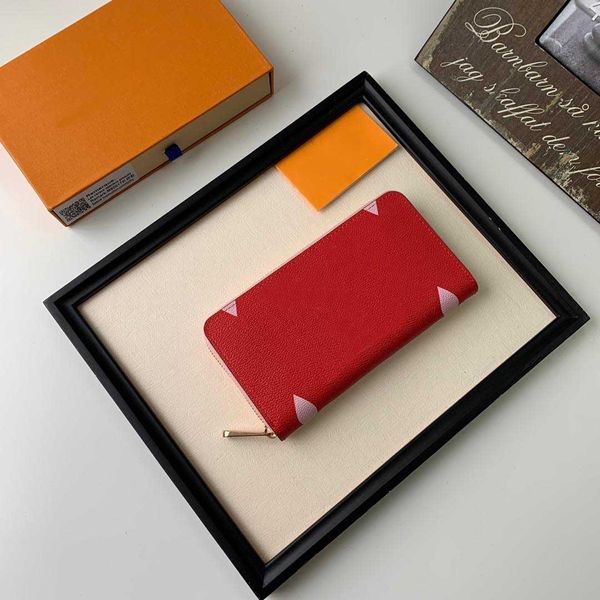 

2019 new fashion brand designer wallets for women purses clutch bags canvas zipper designer card holder long wallet with box, Red;black