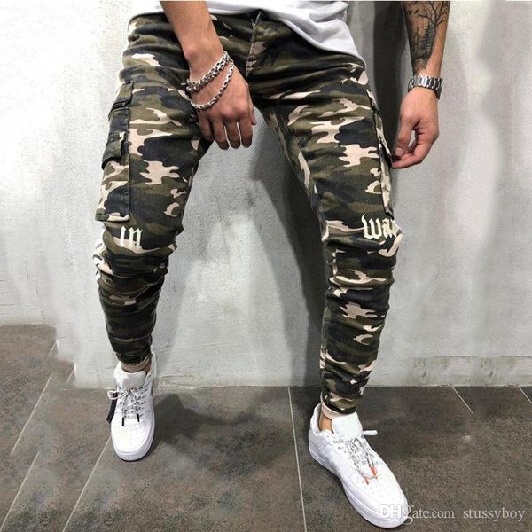 

2020new men designer jeans retro hip hop biker men jeans camouflage pattern men pants blue size s-3xl
