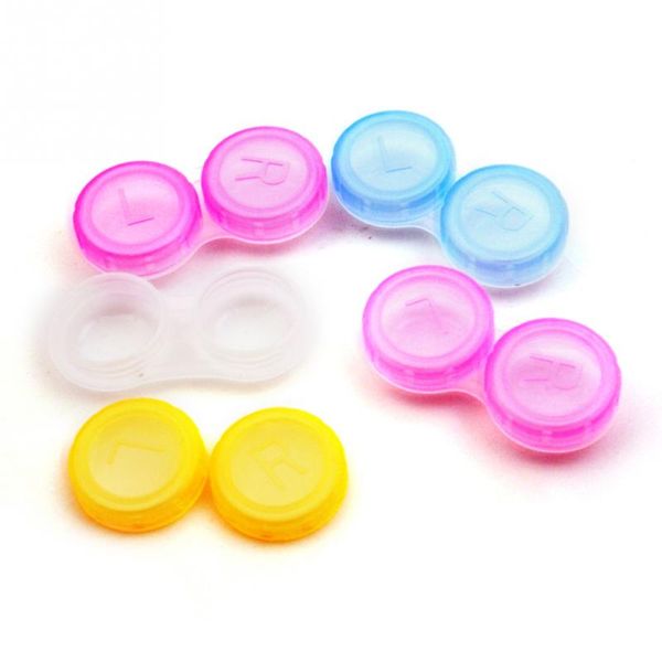 

glasses cosmetic contact lens box portable lens case double-box eye care box cosmetic travel kit holder eyewear bag random color