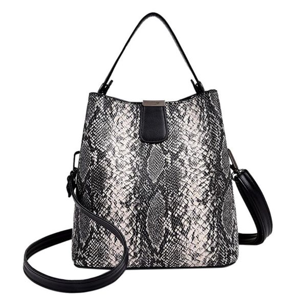 

women snake pattern crossbody bags hasp wild leather bucket ladies shoulder bag classic women's messenger bag torebki damskie