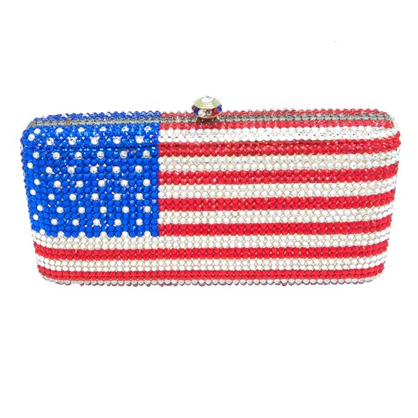 

boutique de fgg countries national flag women crystal evening bag metal case minaudiere handbags and purses ladies party bag cj191209, Black;red