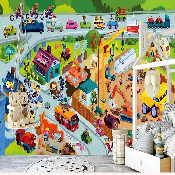 

custom large mural 3d wallpaper cartoon world anime car animal city child bedroom mural tv back wall decor deep 5d embossed