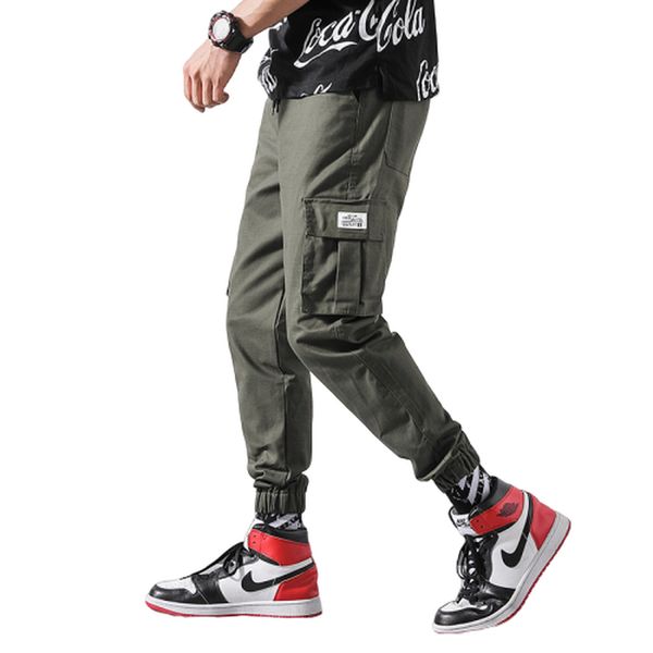 

2020 весной новая спецодежда мужской tide бренда solid color повседневных брюки хлопок hip hop штаны camo jogger, Black