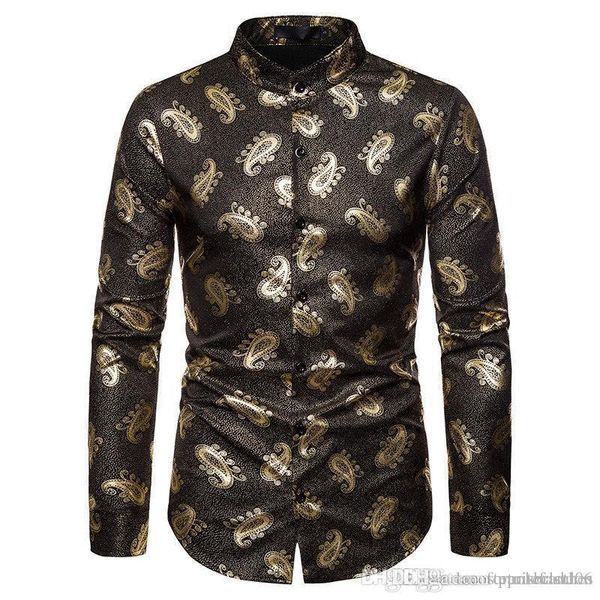 

paisley печати mens конструктора рубашки luxury gold вскользь стили одежды мода топы homme с длинным рукавом, White;black