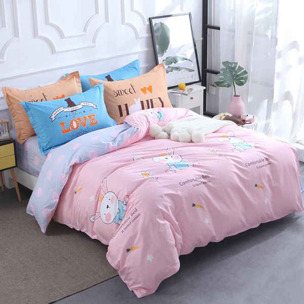 

180cm classic bedding set grey blue flower bed linen 4pcs/set duvet cover set pastoral bed sheet ab side duvet cover 2019