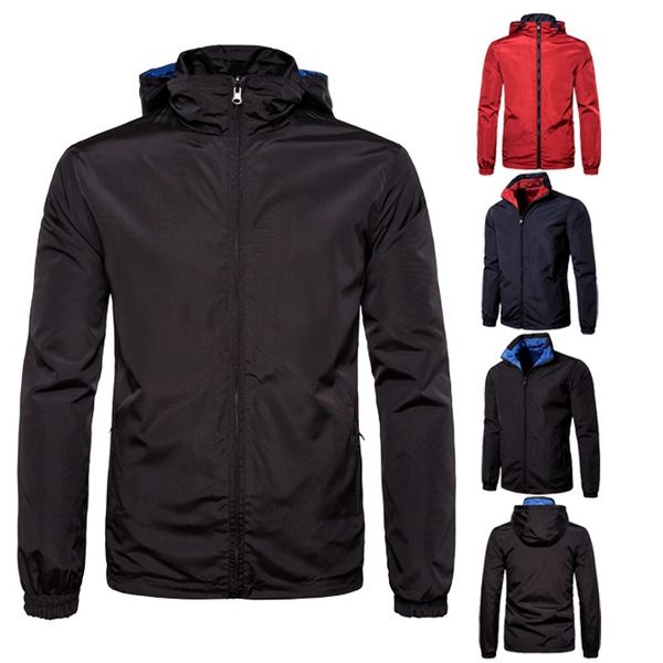 

2019 autumn and winter men's wear new style hong kong style fashion solid color windproof reversible men casual jacket, Black