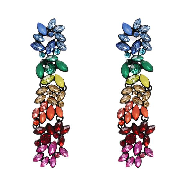 

fashion crystal party earrings dangle multicoloured rainbow jewelry for women earring, Golden;silver