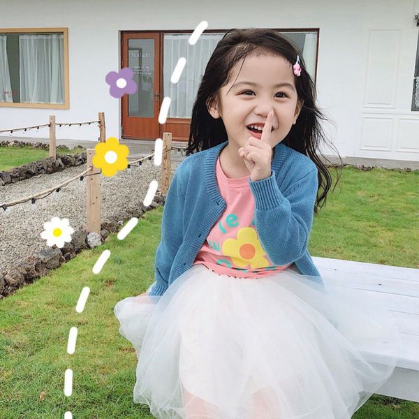 

soft sweaters cardigan candy color girls boys wild for kids 1-5 years old, White
