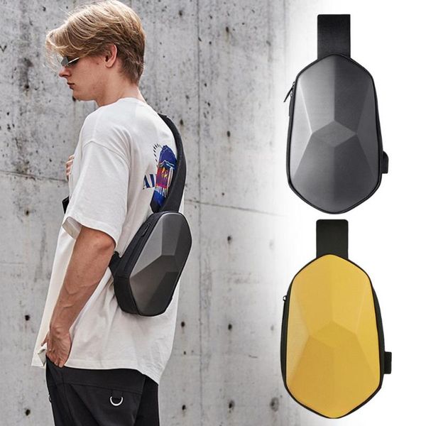 

men and women messenger tote bag shoulder riding pouch hard shell waterproof chest bag with usb charging port