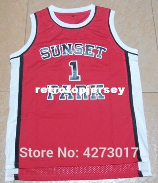 

sunset park jersey high school # 1 red movie men 's jerseys ncaa, Black;blue